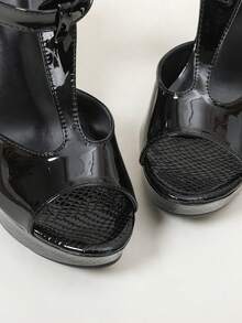 Women's High Heel Slippers Summer 2026 New Style Open Toe Comfortable Versatile Chunky Heel High Platform Fashion Outdoor Wear Non-Tiring Shoes - Black - View 7