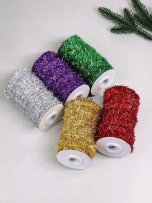 1pc Sparkling 2cm Diameter Glitter Ribbon - Perfect For Christmas, Holiday & Theme Party Decorations, DIY Crafts, Home & Office Ambiance - Multicolor - View 5