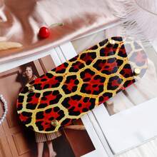 1pc Red Black Gold Leopard Print High Foot Tray, Vintage Style Desktop Aromatherapy Jewelry Lipstick Decorative Storage Tray, Luxury Desktop Jewelry Storage Display Tray - Multicolor - View 14