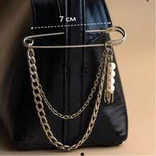 Fashionable Personalized Pearl Chain Brooch Universal Pin Accessory Anti-Exposure Beaded Clasp Pendant - Silver - View 3