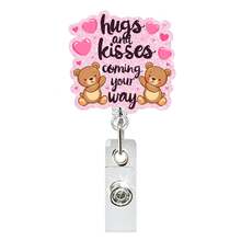 1pc Valentine's Day Glitter Heart English Letter Bow Retractable Easy Pull Rotating Badge Reel For Nurses - Multicolor - View 14