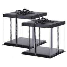 1 hộp quà trong suốt PVC DIY đựng gấu hoa hồng nhân tạo, hộp đựng bánh có nắp, trang trí đám cưới và sinh nhật, kèm ruy băng ngẫu nhiên, hộp quà Giáng Sinh - màu đen - Xem 4