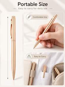 Elegant Metal Ballpoint Pen, Slim Luxury Writing Pen (With Clip), Smooth Writing, Suitable For School, Business, Meetings And Gift Giving - Sets - View 6