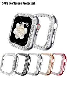 5pcs Set Rhinestone Fashion Shockproof PC Hollow Watch Protective Case, Compatible With Apple Watch Series 12 Ultra/SE/11/10/9/8/7/6/5/4/3/2/1, Compatible With Apple Watch 38/40/41/42/44/45/46/49mm, Smart Watch Accessories - 5 Colors - View 15