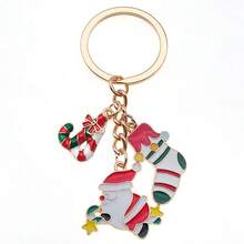 1pc Random Style Christmas New Cute Keychain Gift Santa Claus Candy Christmas Tree Gift Keychain Pendant - one-size - View 4