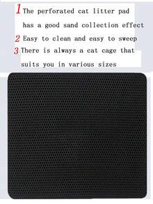 1pc EVA Double-Layer Integrated Single-Hole Cat Litter Mat, Suitable For Small, Medium And Large Cat Litter Boxes, Waterproof Cat Litter Cleaning Mat, Double-Layer Honeycomb Design Helps Collect Cat Litter, Thickness 1.2cm - Black - View 6