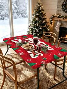 1pc Christmas Element Elastic Band With Elastic Edge, Rectangular Design, Anti-Slip Elastic, Suitable For Dining Table, Folding Table, Kitchen, Party, Picnic, Camping And Home Decor. - Multicolor - View 9
