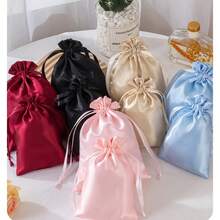 10pcs Faux Satin Drawstring Jewelry Gift Bags, Suitable For Weddings, Holidays, Parties And Other Occasions - Satin Bag - View 2