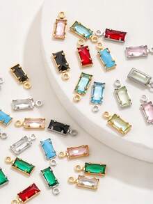 20Pcs Rectangle Glass Crystal Charms,304 Stainless Steel Gold Plated Multicolor Pendants,Charms For Jewelry Making,Diy Necklace Bracelet Supplies - Rhinestone Pendant - View 3