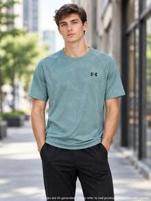 Under Armour Men's Sports T-Shirt & Tank Top Velocity Jacquard SS Dark Jacquard Training Casual Crew Neck Short Sleeve 1390430-323 - Teal - View 1