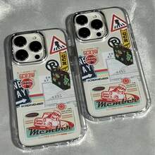 1件金屬透明個性化拼貼路標圖案手機殼，適用於 iPhone 16 Pro Max/18/17/16/15/14 Plus/13/12/11/Air 保護殼 - 彩色 - 查看 3