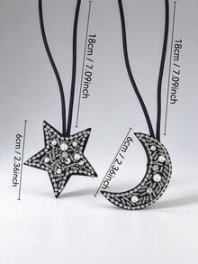 Star Moon Rhinestone Pearl Beaded Bag Charm, Handmade Crystal Bag Pendant Keychain, Aesthetic Y2K Bag Accessory For Women - Black - View 2