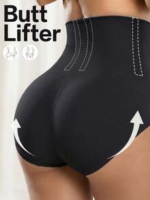 1pc Women's High Waist Shaping Panty, Lift Buttocks & Slim Waist, Suitable For Various Occasions - Black - View 1