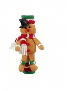 2pcs Christmas Gingerbread Man & Woman Refrigerator Door Handle Covers - Classic Polyester Holiday Kitchen Decor, Suitable For Home And Kitchen Appliances, No Power Needed, No Feathers - متعدد الألوان - مشاهدة 10