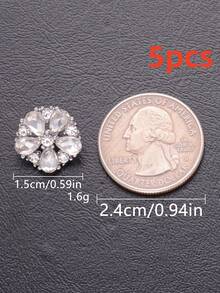 5pcs Sparkly Petal Crystal Sewing Buttons, Floral Rhinestone Inlaid Black Metal Hand Sew Buttons For Wedding Garment Embellishment - Multicolor - View 20