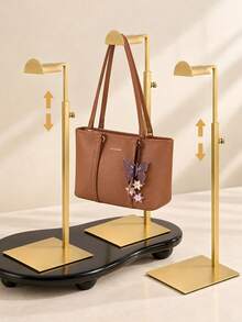 1/2/3pcs Adjustable Stainless Steel Handbag Display Rack, Titanium Gold Matte Finish, Suitable For Home Bedroom Boutique Store Mall Hanging Storage Of Bags, Hats, Jewelry - Gold - View 1