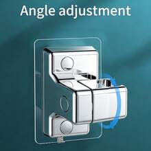 Adjustable Drill-Free Shower Head Holder, Self-Adhesive ABS Shower Bracket, Wall-Mounted Handheld Shower Head Holder For Bathroom - Rotating Stand - View 3