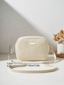 Fashion Fabric Women's Shoulder Crossbody Small Square Bag - Beige - View 4