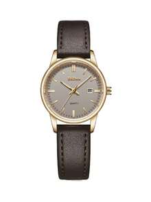 BIDEN Women's Analog Quartz Date Watch Stylish Casual Water Resistant Gold Tone Case/Brown Leather Strap - Gold - View 11