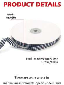 Black And White Plaid Ribbon, Bow Ribbon Plaid Fabric Craft, Plaid Ribbon Roll Can Be Used For Birthday Party Gift Decoration, Holiday Gift Wrapping, Gifts For Family And Friends, Simple And Creative. - Black and White - View 7