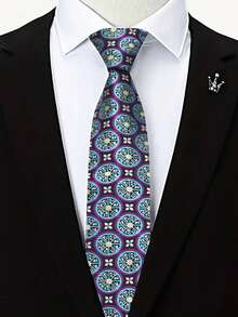 1pc Round Hand-Knotted Men's Tie, Suitable For Casual, Business, Party, Gift, Daily, Street Wear - Multicolor - View 11