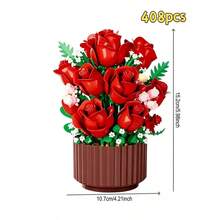 Red Rose, Sunflower Bonsai Building Blocks, Plant Series Floral Model, Display Ornament Balcony Decoration, Perfect Gift For Floral Enthusiasts, Valentine's Day, Christmas, Birthday - Multicolor - View 8