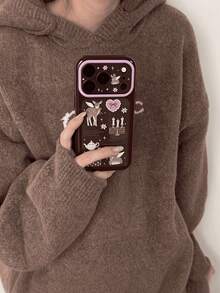 1pc Cute Burgundy Cherry Pattern Cartoon Deer Starry Sky Heart Phone Case Compatible With Phone Duo/Phone 18 Pro/17/17Pro/17ProMax/16/16Pro/16Plus/16ProMax/15/15Pro/15ProMax/14/14Pro/14ProMax/13/13Pro/13ProMax/Apple 18Pro/18ProMax, Full Body Anti-Drop Protection, Halloween Gift - Burgundy - View 4