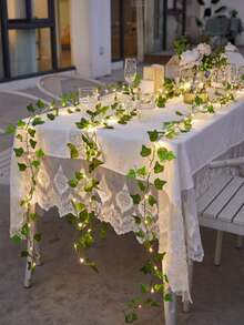 5m/10m Artificial Ivy Leaf Plants With LED String Lights, Powered By AA Battery Box, Green Vine Flower Garland Pendant, Suitable For Wall, Party, Wedding, Room, Home Kitchen Indoor And Outdoor Holiday Decoration (Batteries Not Included) - Warm Light Ivy - View 4