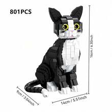 801PCS, Mainan Rakitan Balok Bangunan Kucing, Set Balok Bangunan Hitam Putih Koleksi, Cocok untuk Dekorasi Meja dan Sebagai Hadiah untuk Pecinta Kucing, Juga Dilengkapi Komponen Rakitan Balok Bangunan yang Dirancang untuk Pria dan Wanita. - 1 buah - View 7