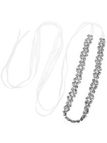 1pc Women's Elegant Rhinestone Bridal Sash Crystal Ribbon Tie Waist Belt For Wedding Prom Dress - Multicolor - View 9