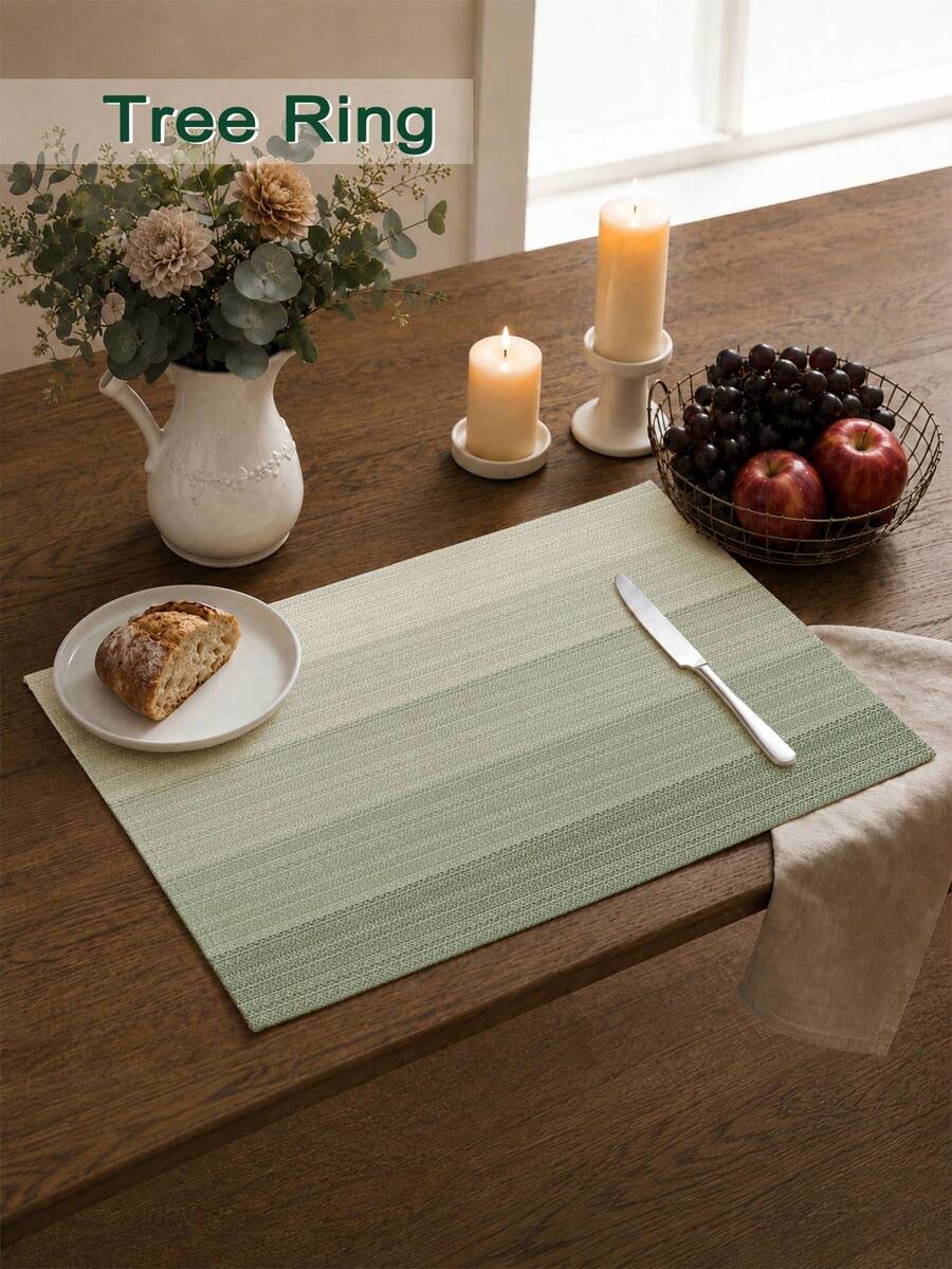 1/4/6pcs Gradient Color Modern Living Room Dining Table Placemats, Non-Slip Square Style Table Mats, Washable, Kitchen Mats, Coffee Table Mats, Heat Resistant Mats, Suitable For Weddings, Gatherings, Dining And Home Decor - Pastel Green - View 1
