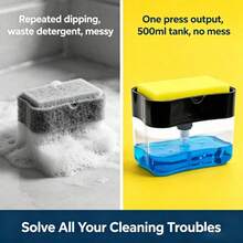 Creative Foam Soap Dispenser – Kitchen Sink Detergent Pump Bottle With Sponge Holder, One-Press Design, Durable Plastic, Refillable & Portable For Dishwashing Liquid, Hand Soap, Suitable For Kitchen And Bathroom - Multicolor - View 6