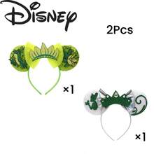 Disney 2Pcs Princess Tiana Minnie Ear Hair Bands, Glitter Green Sequin Lily Flower Decor Hair Hoops, Photo Props For Theme Park Trip, Cosplay Event - Multicolor - View 4