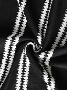 Men's Autumn/Winter Fashion Versatile Striped Casual Turn-Down Collar Long Sleeve Sweater Suitable For Daily Wear - Black - View 10