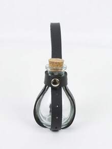 Medieval Glass Potion Bottle With PU Leather Holder, Cork Stopper Mini Glass Vial, Retro Cosplay Prop For Halloween Themed Party - A - View 3