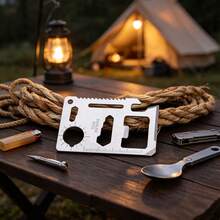 Kartu Multi-Tool Stainless Steel 11-in-1 - Perlengkapan Bertahan Hidup Portabel EDC dengan Pembuka Botol, Kunci Pas, Gergaji, Penggaris - Aksesori Multifungsi untuk Berkemah dan Berburu di Luar Ruangan - Kartu Alat - View 5