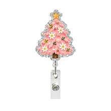 1pc Christmas Tree Retractable Badge Reel, Gingerbread Man Snowflake Heart Christmas Tree Easy-Pull Glitter Acrylic Retractable Badge Reel ID Holder, Suitable For Nurses, Doctors, Christmas - A - View 4