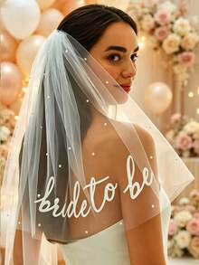 1/2pcs Bridal Veil, Bachelorette Party Accessory, Party Veil, Bridal Decoration, Bridal Shower Engagement Gift - Multicolor - View 4