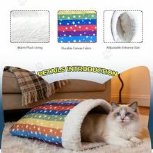 Comfortable & Warm Winter Cat Bed, Soft Plush Cat Sleeping Bag, Portable Cat Bed For Indoor Cats, 360° Enclosed Cat Hideout Bag Suitable For Cats And Small Dogs, Fits 8.82-17.64 Lbs Cats (Cute Pattern) - Multicolor - View 5