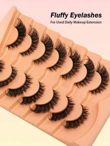 7 Pairs Fox Eye False Eyelashes, Fluffy Lightweight Soft, Create Natural Makeup Effect, 3D Faux Mink False Eyelashes, Reusable For Daily Makeup, Strip False Eyelashes, Eyelashes, False Eyelashes - Black - View 3