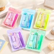 8pcs Cartoon Color Stationery Set, Highly Attractive Student Back To School Prize, Learning Supplies Gift Set - Multiple Styles - View 1