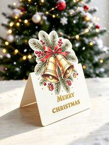 8pcs/1pc 3D Christmas Theme Greeting Card Set - Includes Santa Claus, Snowman, Christmas Tree, Gingerbread Man, Bells And More Designs; Suitable For Commemorative Cards, Dinner Party Invitations, Gift Message Cards And More. - One Size Fits All - View 6
