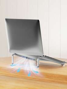1pc Aluminum Alloy Laptop Stand, Ergonomic Detachable Laptop Riser, Silver And Black Optional - View 3