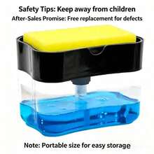 Creative Foam Soap Dispenser – Kitchen Sink Detergent Pump Bottle With Sponge Holder, One-Press Design, Durable Plastic, Refillable & Portable For Dishwashing Liquid, Hand Soap, Suitable For Kitchen And Bathroom - Multicolor - View 7
