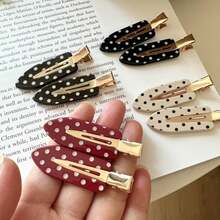 6pcs Vintage Polka Dot Solid Color Hair Clips, Daily Commute, Date, Photo Shoot Y2K Hot Girl Hair Accessories - Multicolor - View 2