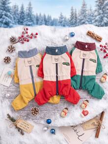DomKim Multi-Color Dog Winter Warm Jacket, Waterproof Windproof Fleece Lining Coat, Built-In D-Ring Chest Harness, Zipper Closure Easy On/Off, Comfortable Cold Weather Clothing For Small To Medium Dogs, Daily Dog Walking Outfit, Red, Grey, Cream White - Multicolor - View 11