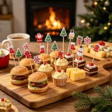 Bộ 200 xiên tre Giáng Sinh, tăm cocktail, nĩa trái cây, trang trí cây thông Noel, tăm cắm bánh, tăm xăm đồ khai vị, phù hợp cho tiệc cocktail, tiệc sinh nhật, đám cưới, trang trí Giáng Sinh, Noel, trang trí bàn tiệc, quà tặng Giáng Sinh - Nhiều màu - Xem 6