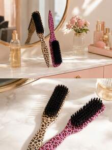 1pc Leopard Print Smooth Hair Comb, Fashionable And Portable, Suitable For Smoothing Frizzy Curly Hair; Anti-Static, Create Smooth Ponytail, Bun, Refine Hairline, Increase Hair Volume, Shape Hairstyle, Women's Hair Accessory - Multicolor - View 6