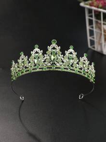 A Stylish And Exquisite Alloy Crown Suitable For Women's Wedding Party Hair Accessories - Mint Green - View 6
