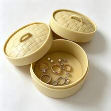 1/6pcs Mini Portable Bamboo Steamer Style Desktop Storage Box, Cute Jewelry & Candy Organizer, Popular Birthday Gift, Party Decoration, Interactive Party Favor For Group Gatherings - Multicolor - View 1